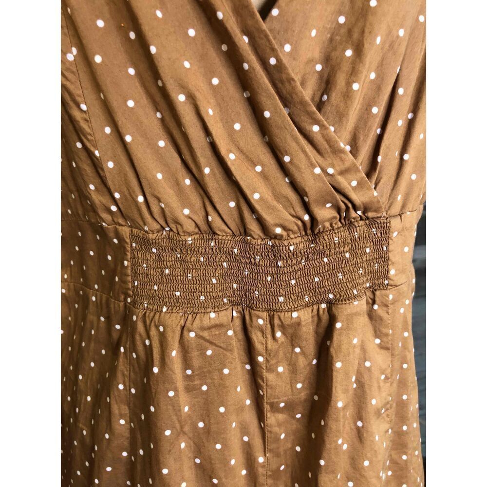 Lands' End Womens Brown White Polka Dot Wrap Dress V Neck Sleeveless Size 10 - Picture 7 of 9